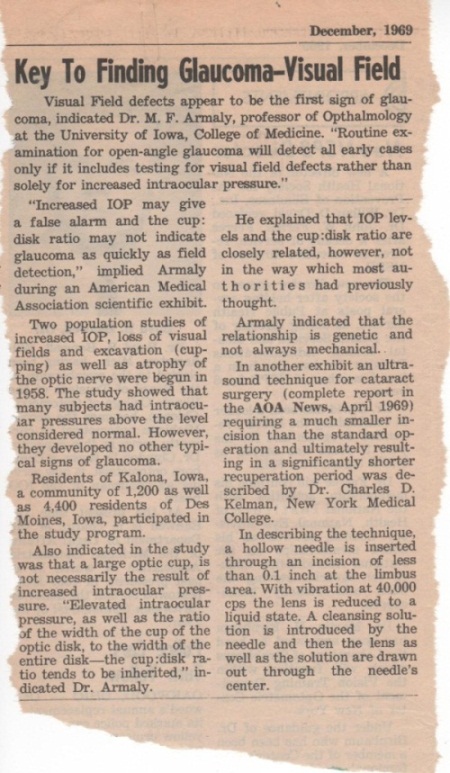 AOA News 12-1969 VF earliest detection of glc